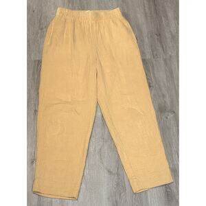 Madewell Huston Pull On Crop Pants Womens Size XS Yellow Knit Gauze